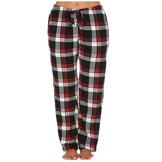 Women's Stretch Plaid Casual Pants With Pockets