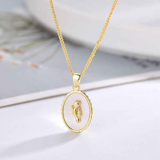 Minseng Minimalist Light Luxury Tulip Shell Necklace