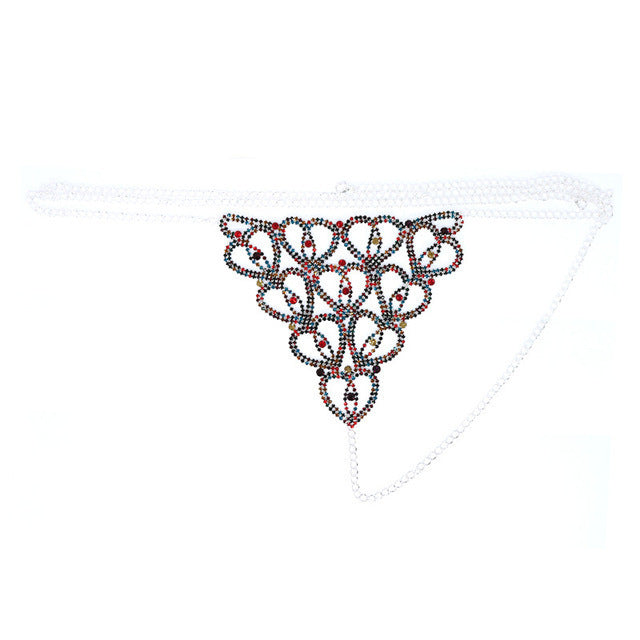 Accessories Rhinestone Claw Chain Body Chain Heart Shaped Sexy Bikini Panties