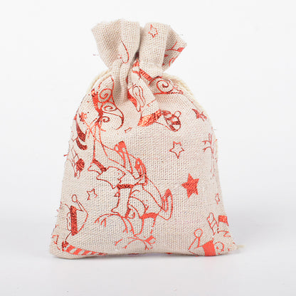 Snowflake Elk Candy Cotton Linen Packaging Bag