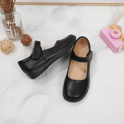 Girls' Black Mary Jane Shoes with Bow Detail - Non-Slip Synthetic Faux, Ideal for Performances & School Uniforms