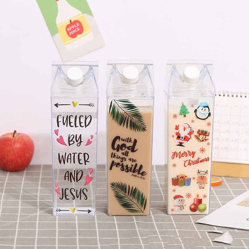 Premium Square Milk Cup - 500ml & 1000ml Minimalist Water Bottle