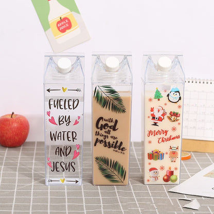 Premium Square Milk Cup - 500ml & 1000ml Minimalist Water Bottle