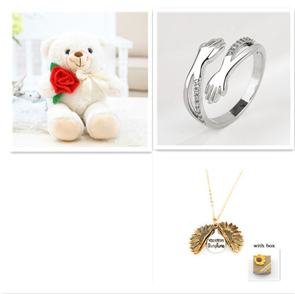 Rose plush toy bear doll NEW Valentine's Day gift to send the Qixi Festival bestie.