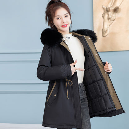 Removable Liner Mid-length Big Fur Collar Coat