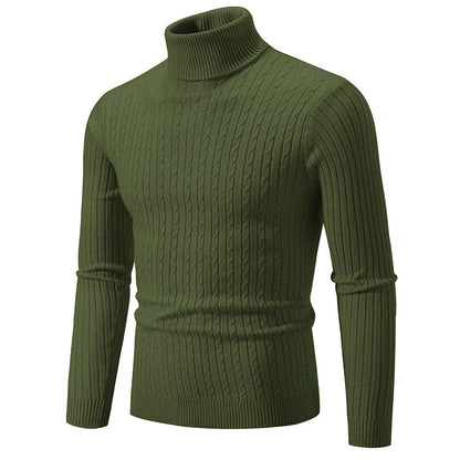 Slim-fit Men's Knitted Turtleneck Solid Color Sweater