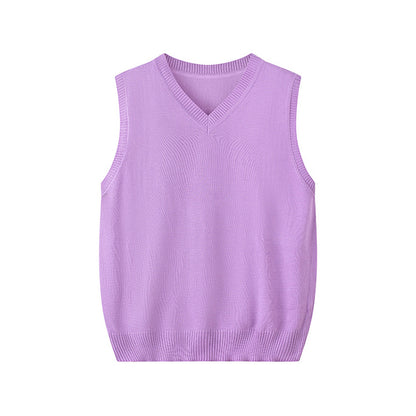 Fashionable V-neck Pullover Knit Vest For Early Spring