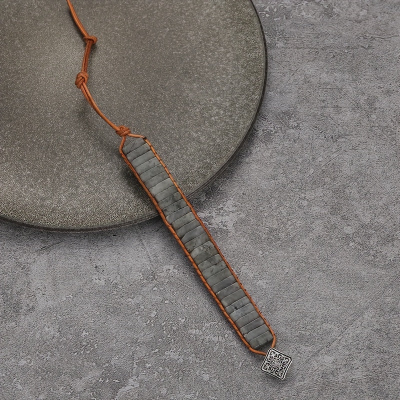 1pc Bohemian Trend Rectangular Cylindrical Colorful Woven Stone Bracelet for Men Jewelry