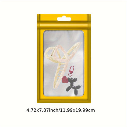 [Holographic Zipper Lock Bags] 100-Pack Holographic Zipper Lock Resealable Bags | Moisture-Proof Aluminum Foil Polyester Film Flat Transparent Window Pouch for Electronics/Jewelry/Cosmetics Organization, 4 Size Options, Non-f