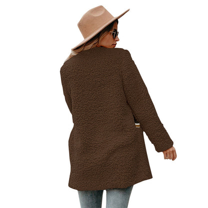 Temperament plush mid-length coat