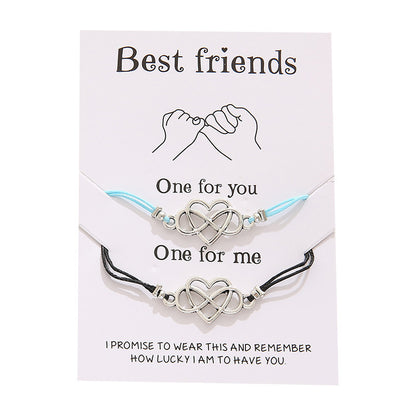 Best Friends Infinity Heart Bracelet - Adjustable Friendship Card Bracelet Set
