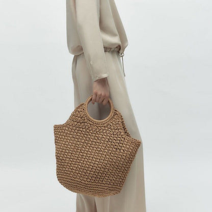 Women's Fashion Handmade Ring Hand-carrying Large Capacity Woven Bag