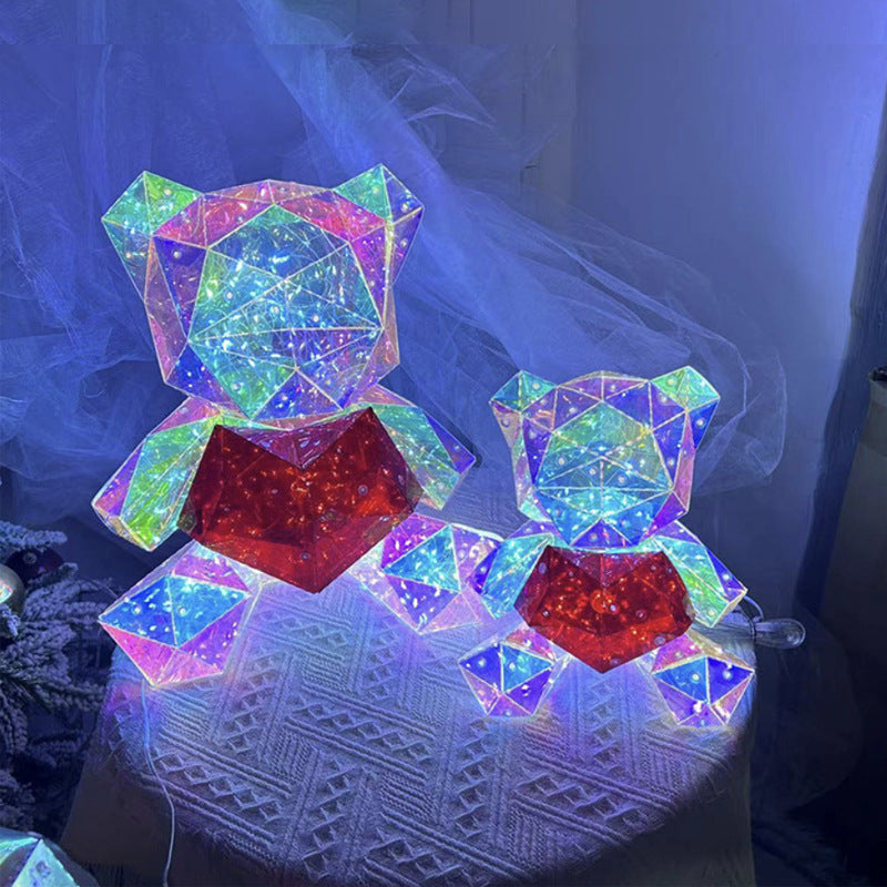 Colorful Heart-hugging Bear Luminous Valentine's Day Gift