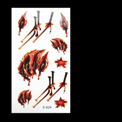 Realistic Fake Wound Tattoo Stickers - Halloween Special Effects Makeup - Waterproof Scar Temporary Tattoos
