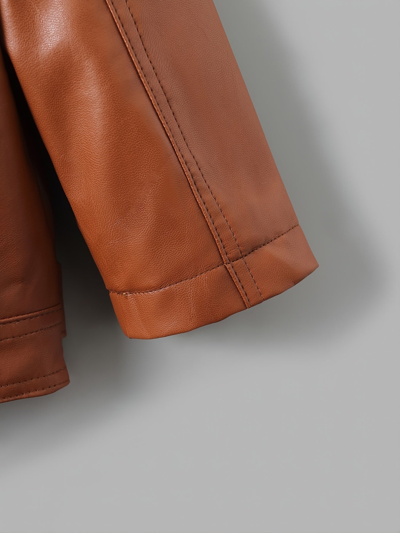 Children's Lapel PU Leather Jacket Zipper Coat Top For Girls And Boys Kids Clothes