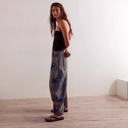 Casual Loose Mid Waist Cylindrical Women's Jeans