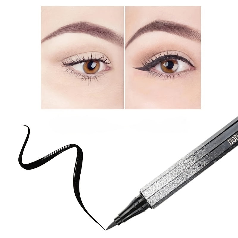 1pc Long-Lasting Waterproof Black Starry Sky Eyeliner Pen with Sponge Tip - Smooth and Quick-Drying for Beautiful Eye Makeup