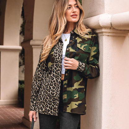 Women's Fashion Camouflage Single Breasted Multi-Button Jacket