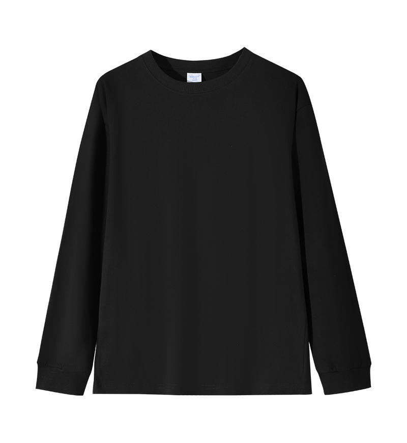 Solid-color Heavyweight Pure Cotton Crew-neck Long-sleeve T-shirt For Women