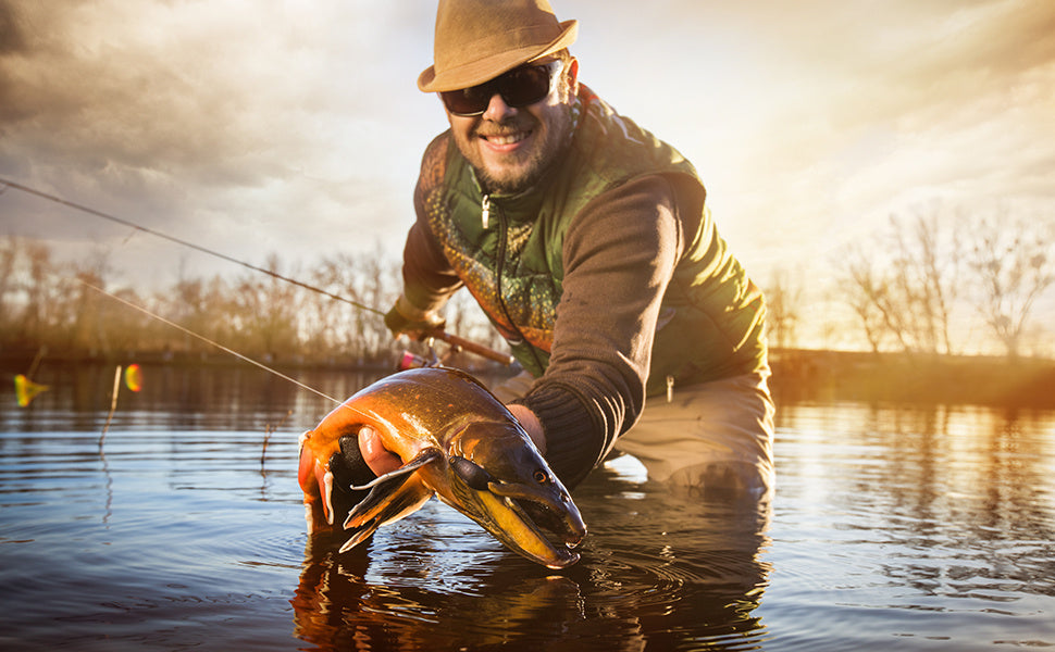 YVLEEN Professional Fishing Landing Net - Rubber Coated, Foldable & Floating Design for Bass, Trout, Salmon & Steelhead