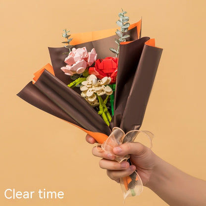 Assembled Building Blocks Flower Rose Holding Valentine's Day Gift