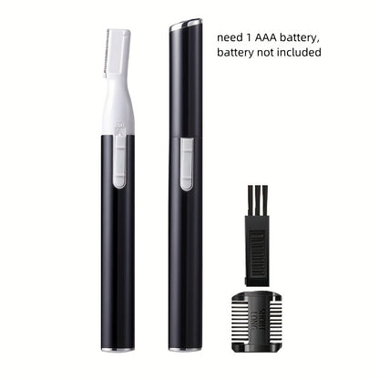 1pc CIICII Electric Facial Hair Trimmer, Personal Pen Detailer with Rinseable Blades, Cleaning Brush & Trimming Comb for Eyebrows, Neckline, Nose, Ears - Plastic, Dry Battery Powered (Batteries Not Included), Personal Care Ac