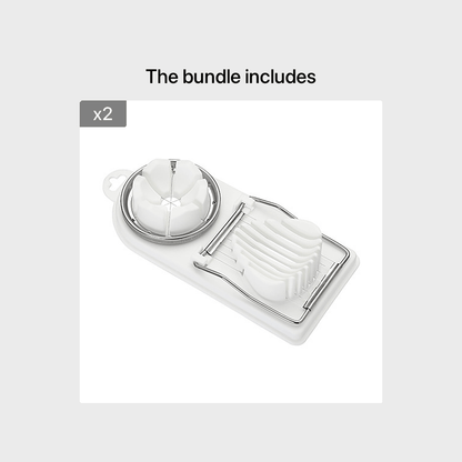 Compact 2-in-1 Egg Slicer & Cutter - Perfect for Hard-Boiled Eggs, Includes Fruit Divider, Durable Plastic/Metal, Easy to Use, Ideal for Small Kitchens, 7.76x3.46 inches, Single Egg Slicer