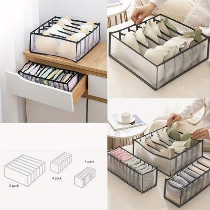 5-Piece Foldable Bra & Underwear Organizer Set - Premium Drawer Dividers for Lingerie Storage (Black)