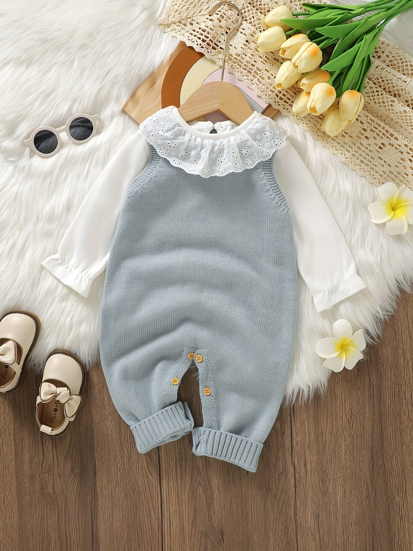 Baby Clothing Girl Baby Bodysuit Baby Love Jacquard Boys Knitted Bodysuit, Suitable For Indoor And Outdoor Wear