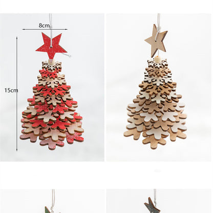 Wooden Christmas Tree Bell Pendant Room Living Room