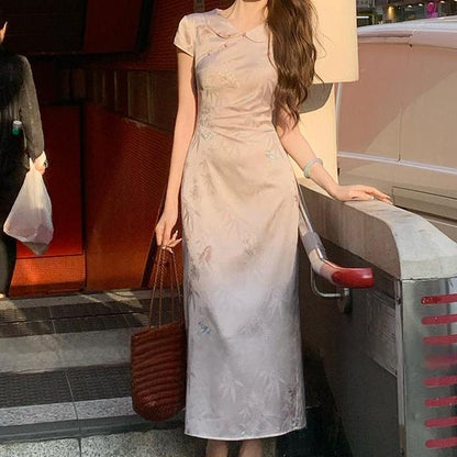 Women's Retro Casual Elegant Jacquard Cheongsam Dress