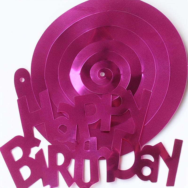 6pcs-Golden, Silvery, Rose Red, Dark Blue, Lake Blue, Rose Golden Birthday Party Spiral Decoration Pendants, Birthday Letter Spiral Decoration