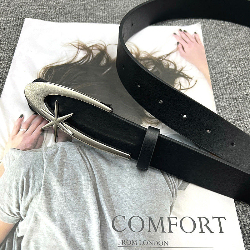 Versatile Belt For Women With Jeans New Crescent Moon Star Fashion