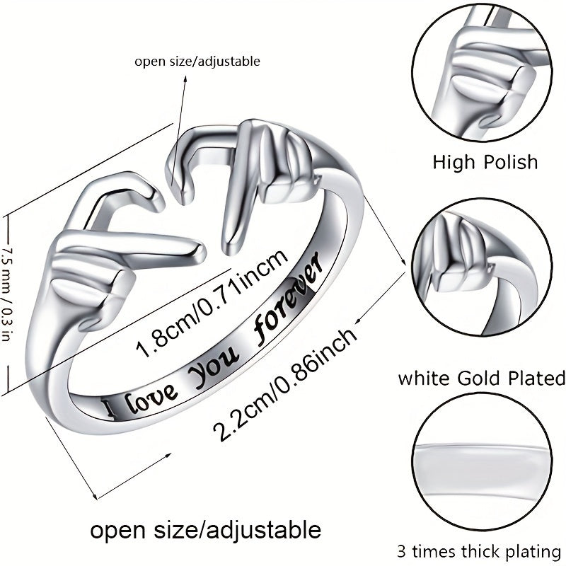 Premium 18K Gold Plated Heart Ring - Adjustable Promise Ring for Women & Teen Girls