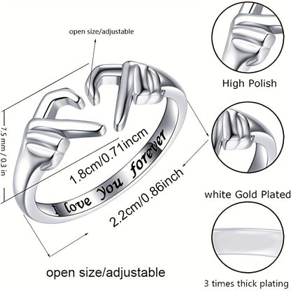 Premium 18K Gold Plated Heart Ring - Adjustable Promise Ring for Women & Teen Girls