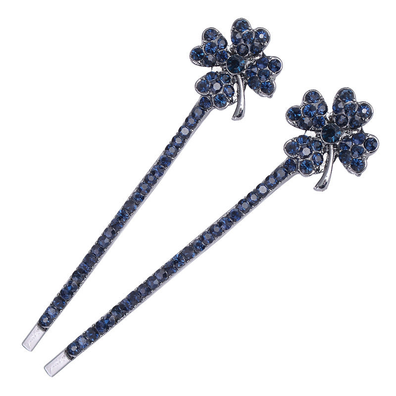 South Korea Creative New Word Clip Korean Bow Rhinestone Barrettes Creative Clover Hair Accessories Exquisite Clover