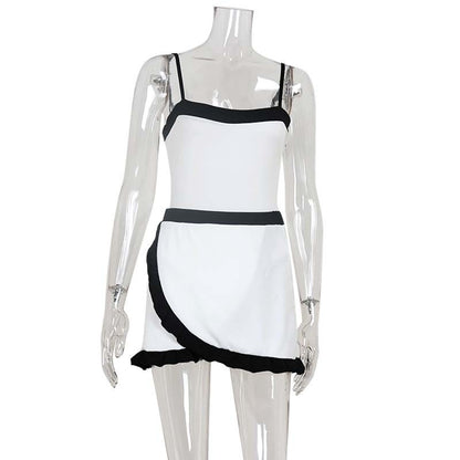 Women's Sexy Strappy Jumpsuit Elegant Strap A-line Skirt Set