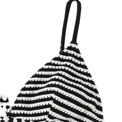 Lace-up Backless Sexy Stripes One-piece Swimsuit