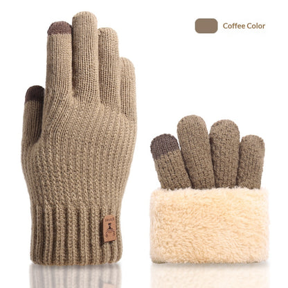 Autumn And Winter Touchscreen Gloves For Men With Fleece Lining
