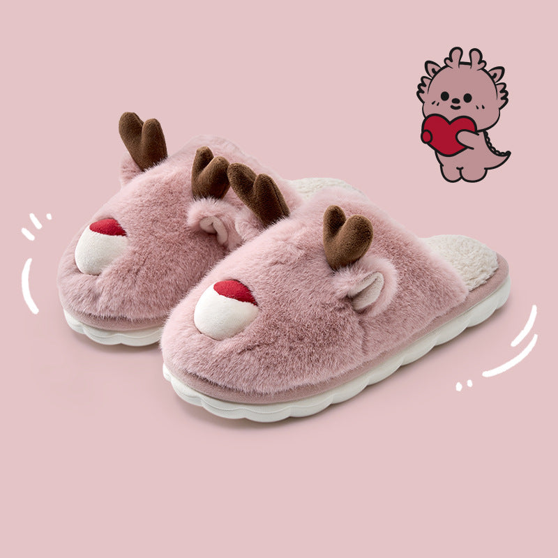 Cartoon Cotton Slippers Inner Velvet Insulated Cotton-padded Shoes