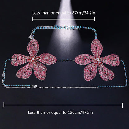 Flower-shaped Rhinestone Chest Necklace Fashion Bikini Nightclub Body Chains