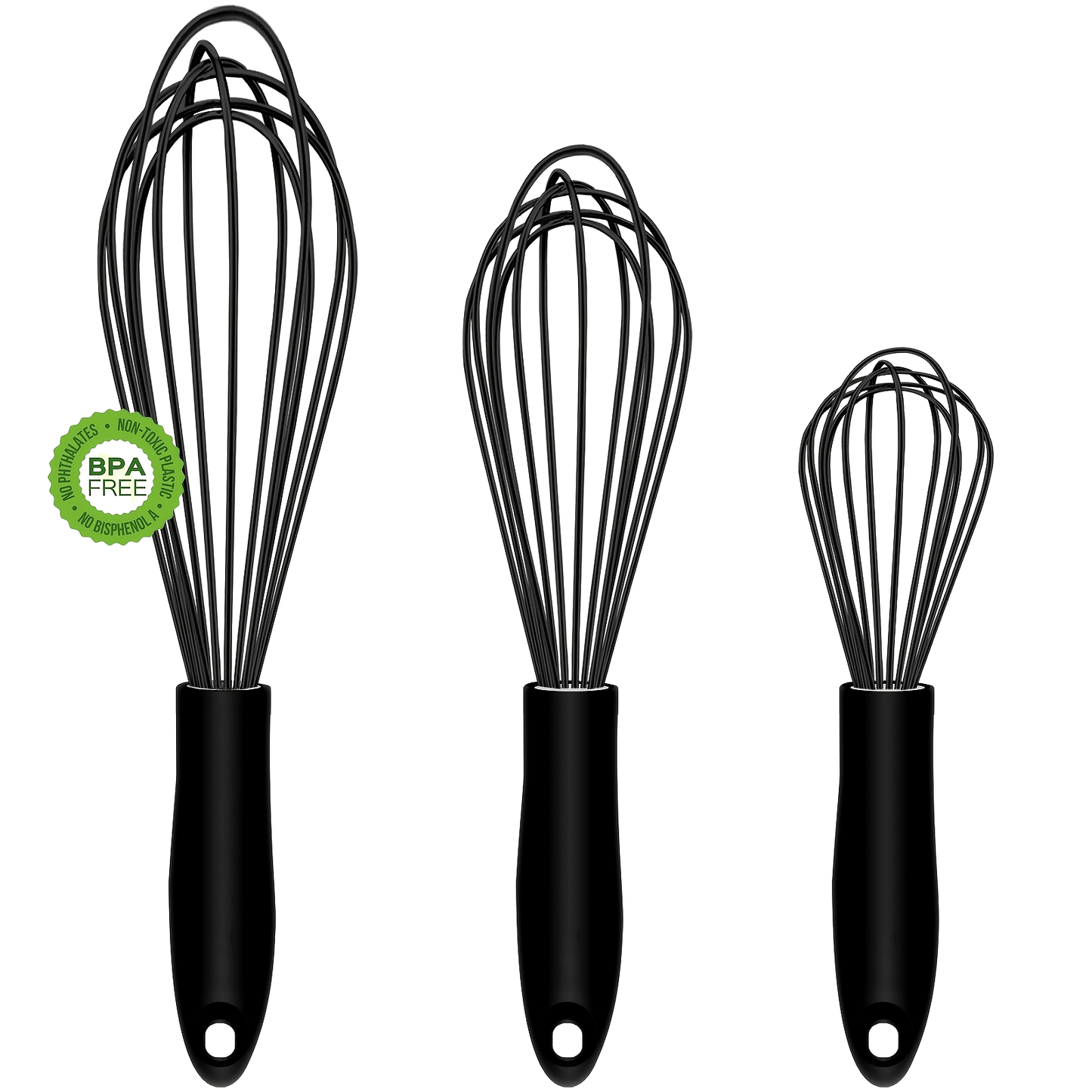 3pcs Food Grade Silicone Whisk, Manual Egg Whisk Mixer, Egg Beater, Household Baking Tools, Kitchen Supplies