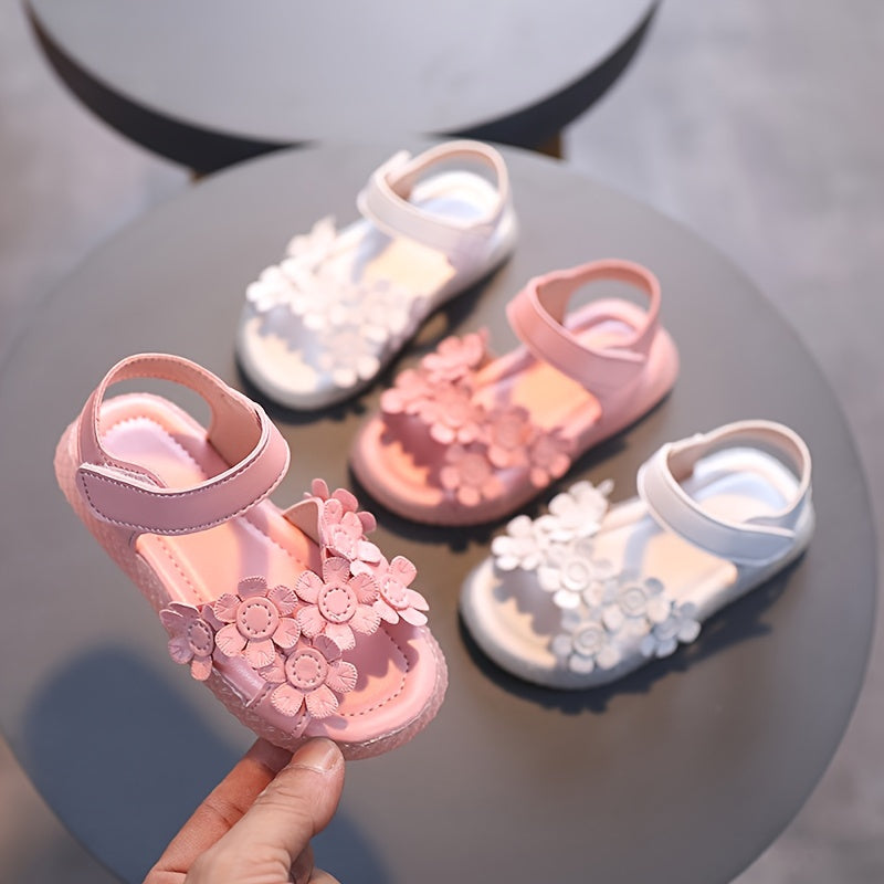 Adorable Girls Flower Sandals - Cute & Comfortable with Non-slip Soft Sole - Secure Slip-on Hook & Loop Fastener - Perfect for Playful Summer Days