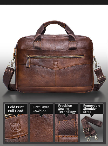 Premium Leather Messenger Bag - Large Capacity Business Briefcase for Men | BULLCAPTAIN