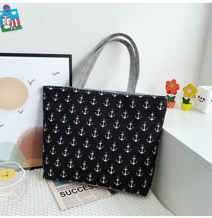 Simple Boat Anchor Portable Large Capacity Printed Handbag