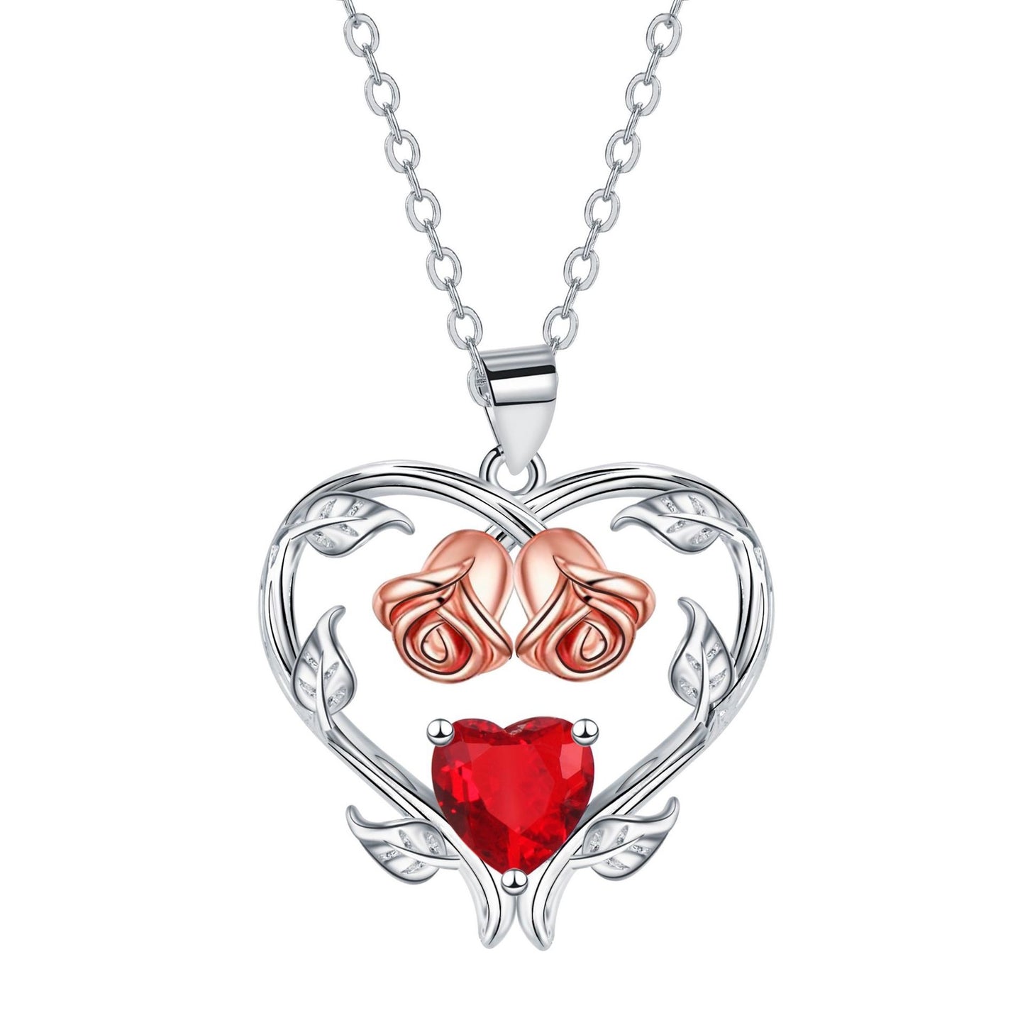 Heart-shaped Rose Pendant Necklace Valentine's Day Gift