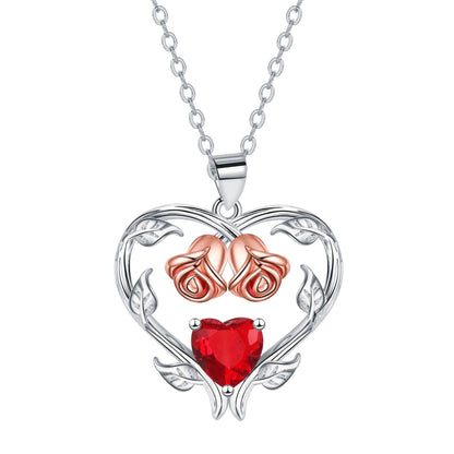 Heart-shaped Rose Pendant Necklace Valentine's Day Gift