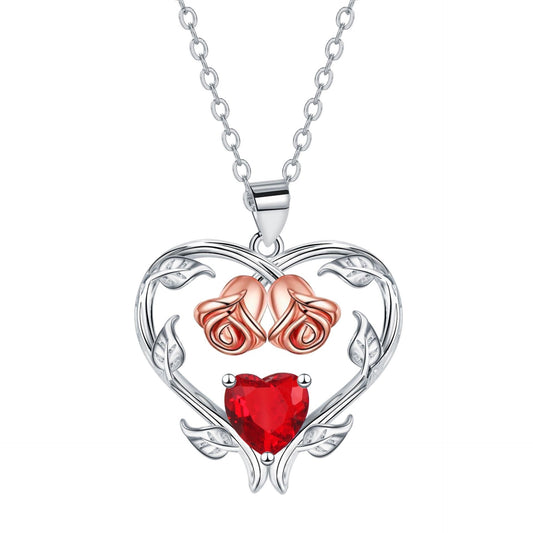 Heart-shaped Rose Pendant Necklace Valentine's Day Gift