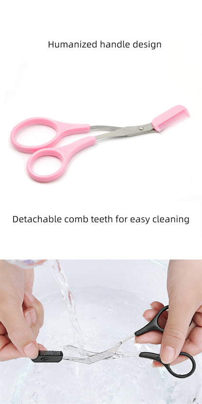 Eyebrow Trimmer Scissor with Comb Facial Hair Removal Grooming Shaping Shaver Cosmetic Makeup Accessories, Eyebrow Grooming Kit, Scissers for Eyebrow, Eyebrow Kit for Women, Eyebrow Stamp Kit Set, Eyebrow Clippers