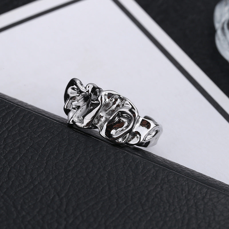 Metal Wind Exaggerated Folds  Ring Women's Fashion Irregular